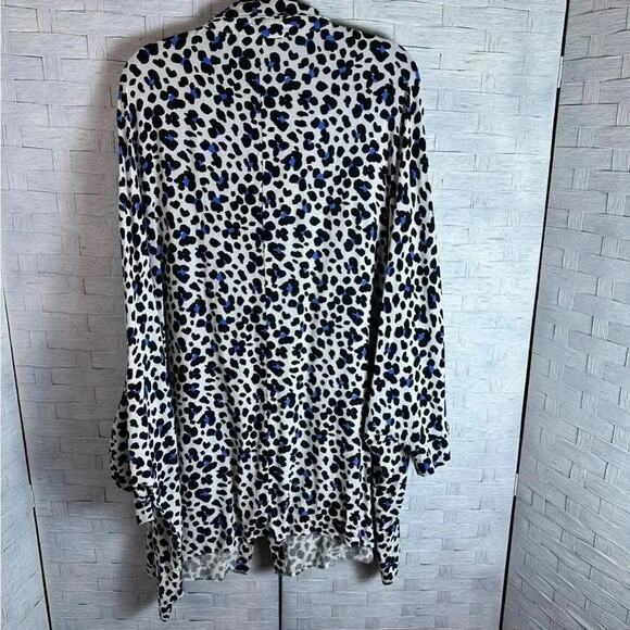 ASOS leopard print Blouse White black Blue Button Down oversize plus size - Picture 2 of 8